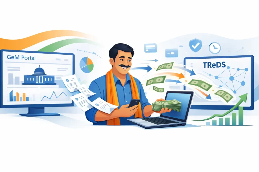 GeM Portal and TReDS integration enabling MSME businesses to convert government invoices into instant cash flow through digital financing platforms